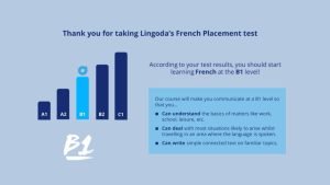 Placement test result for French: B1