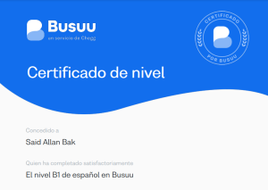 Spanish B1 certificate